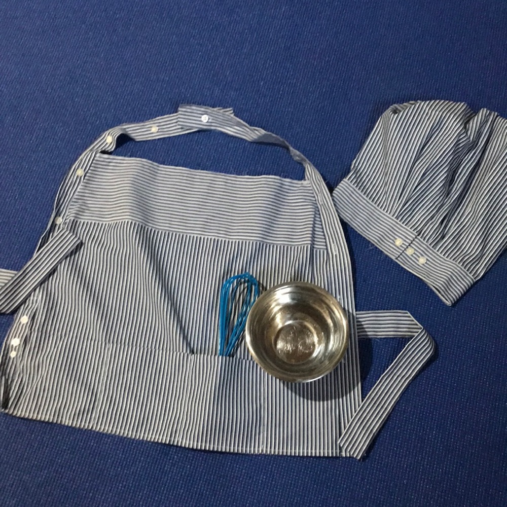 Apron & Chef Hat, kids, play, hand crafted, hand made, upcycled, reuse